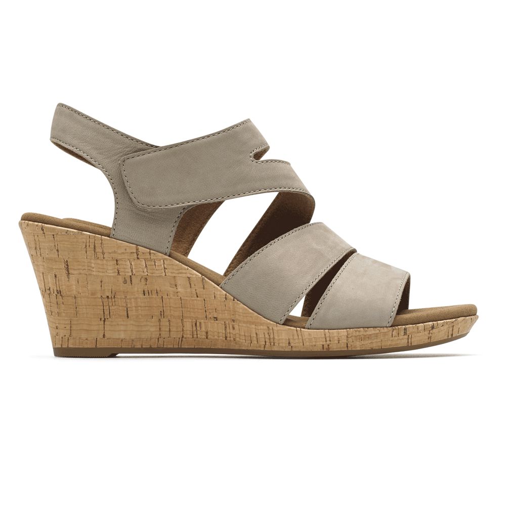 Rockport Canada Briah Strappy Comfort - Womens Wedges Sandals Taupe (NZA156378)